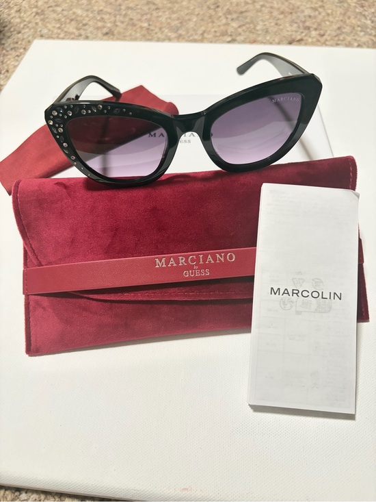 Guess by Marciano Accessories - Marciano by Guess Women's Black Cat-Eye Sunglasses with Purple Lenses